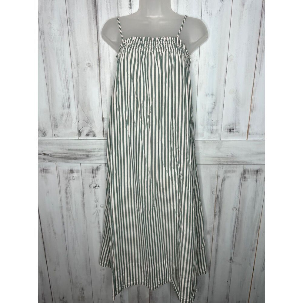 Pistola Farrah Ruffle Midi Sleeveless Dress Blue Mist‎ Coastal White Striped S